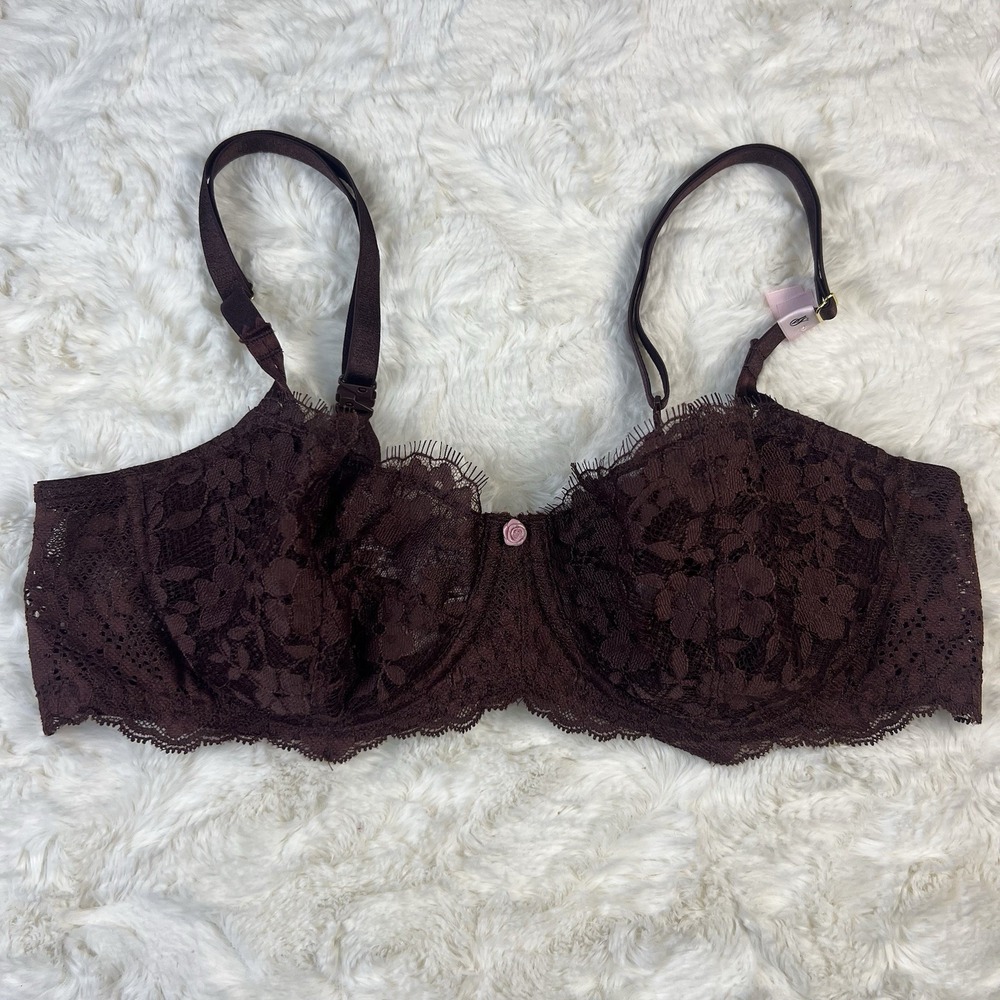 Victoria's‎ Secret Dream Angels Brown Floral Lace Unlined Demi Bra 36D NWT